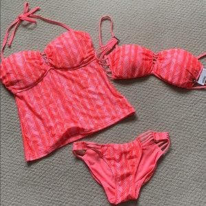 NEW La Vie En Rose 3 piece bathing suit set M/Lg